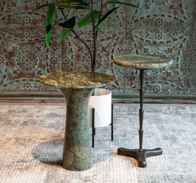Harbor 15" Side Table with Green Bidasar Marble and Iron - World Interiors