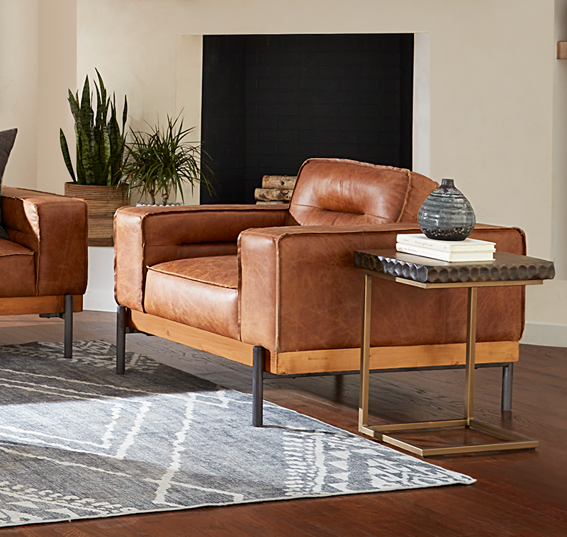 Chiavari Modern Cognac Leather Armchair - World Interiors