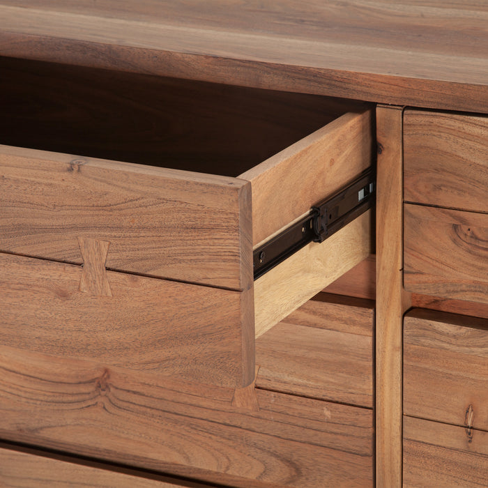 Glenwood Industrial 58" Modern Dresser in Smoked Acacia - World Interiors