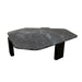 Harbor 54" Hexagonal Lava Marble Coffee Table in Dark Walnut - World Interiors
