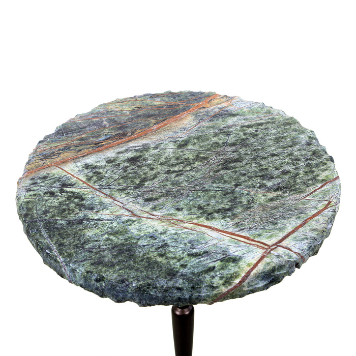Harbor 15" Side Table with Green Bidasar Marble and Iron - World Interiors