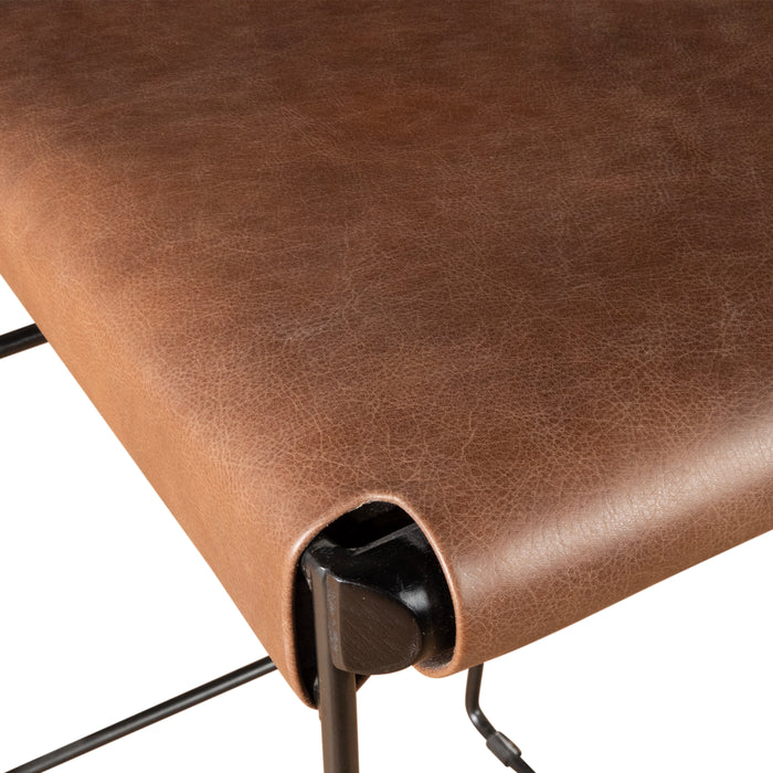 Melbourne Buffalo Leather and Iron Bar Chair in Brown - World Interiors