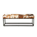 Melbourne 54" Iron and Brown Cowhide Leather Bench - World Interiors