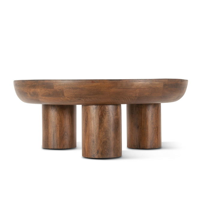 Noto 39" Round Coffee Table in Acorn Brown - World Interiors
