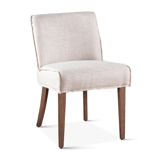 Avery Casual Off White Linen Dining Chair with Natural Legs - World Interiors