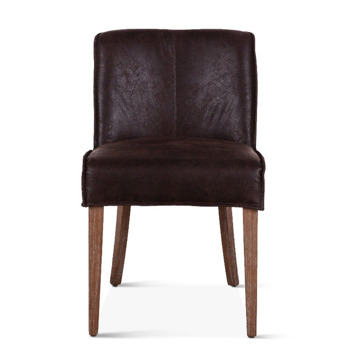 Avery Casual Leather Dining Chair in Cocoa Brown - World Interiors