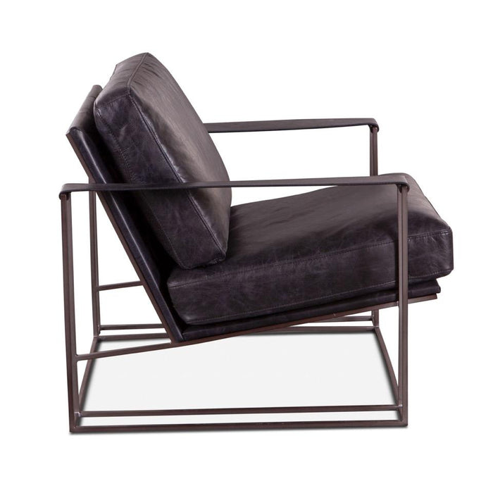 Portlando Modern Strap Arm Leather Accent Chair - World Interiors
