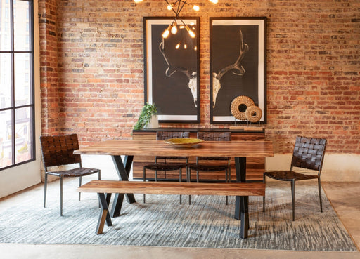 Elliston 68" Live Edge Sheesham Wood and Iron Dining Bench - World Interiors