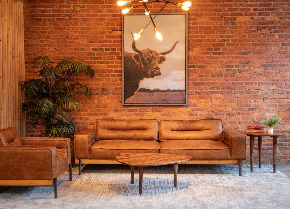 Chiavari Modern Cognac Leather Sofa — World Interiors