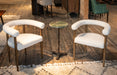 Ava White Bouclair Arm Chair Walnut Legs - World Interiors