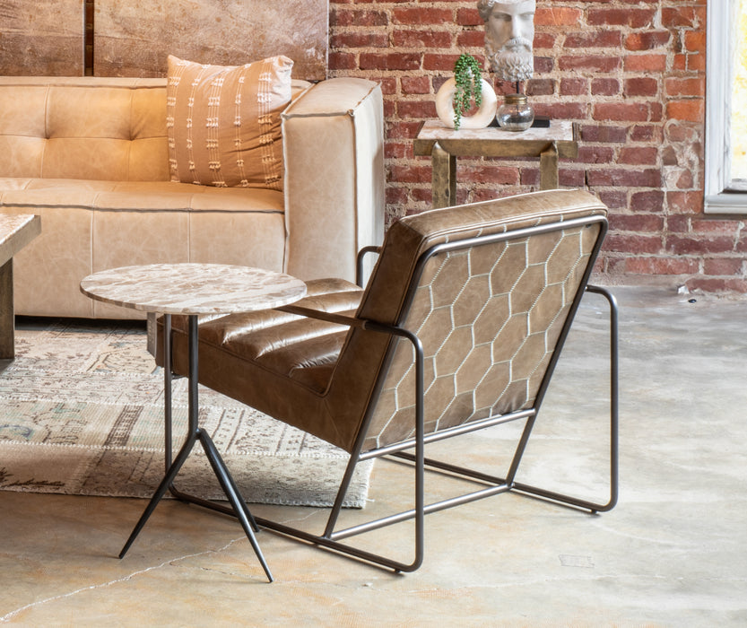 Portland Modern Grey Leather Accent Chair - World Interiors