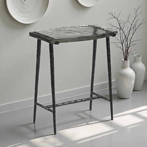 Calloway 17" Rustic Side Table with Glass Top - World Interiors