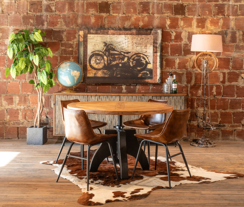 Sterling Round Adjustable Height Teak Wood Dining Table - World Interiors