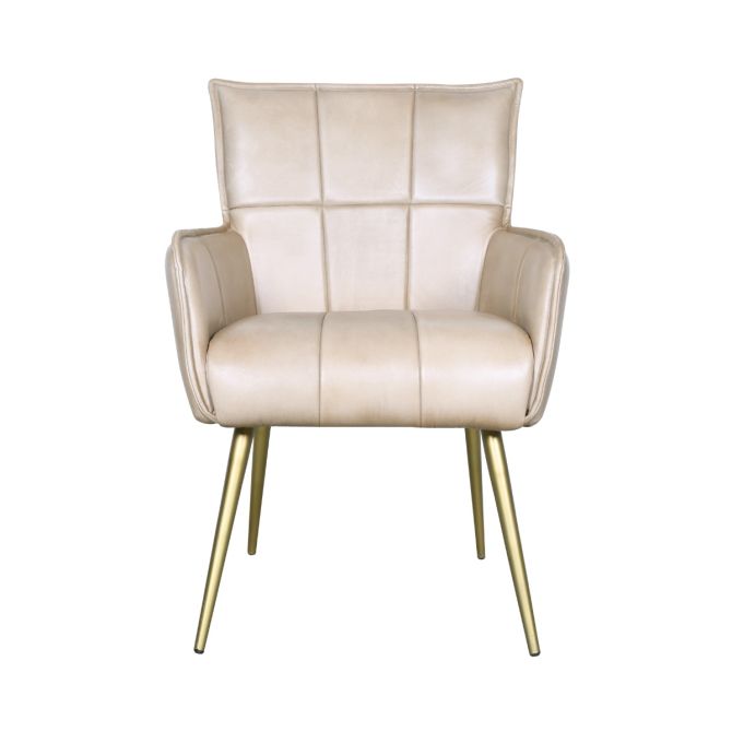 Brisben 23" Armchair in Antique Ivory Leather - World Interiors