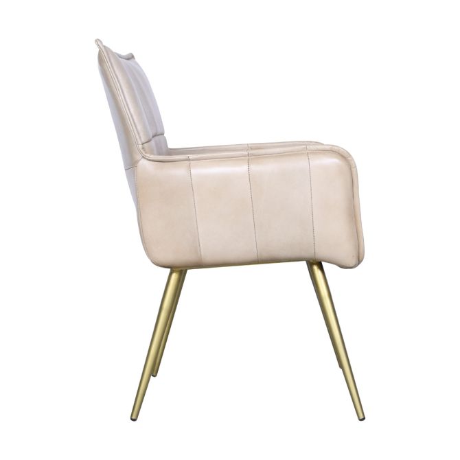 Brisben 23" Armchair in Antique Ivory Leather - World Interiors