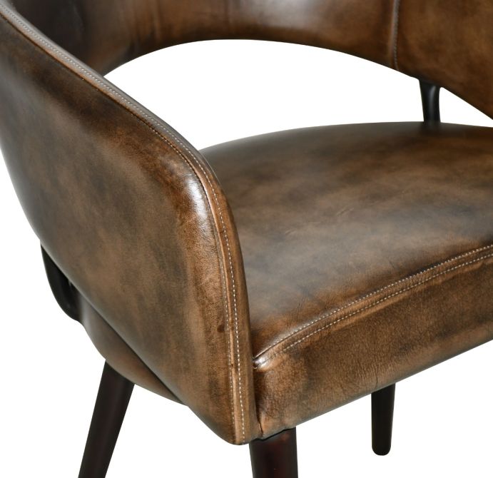 Brisben 23" Dining Chair in Antique Whiskey Leather - World Interiors