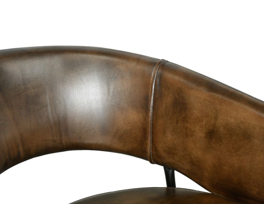 Brisben 23" Dining Chair in Antique Whiskey Leather - World Interiors