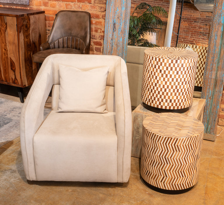 Dahlia Swivel Accent Chair in Beige Eco - Suede - World Interiors