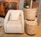 Dahlia Swivel Accent Chair in Beige Eco - Suede - World Interiors