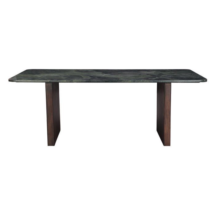 Notion 82" Dining Table in Green Marble with a Dark Mango Base