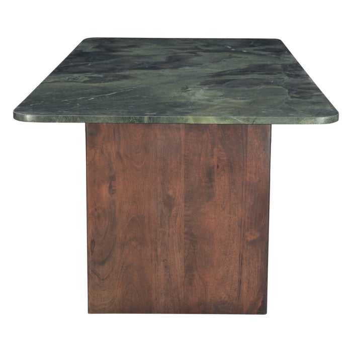Notion 82" Dining Table in Green Marble with a Dark Mango Base