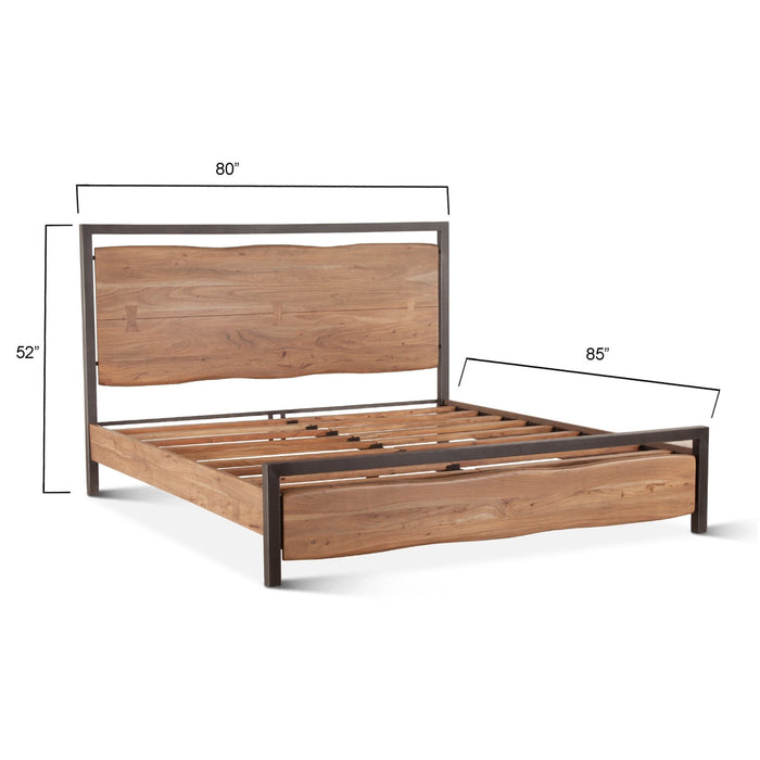 Glenwood Modern Smoked Acacia King Bed - World Interiors