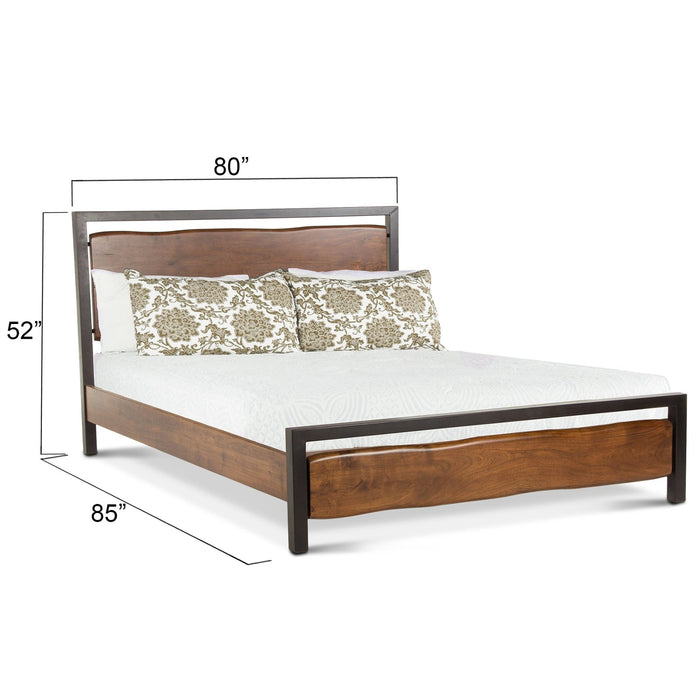 Glenwood Industrial Modern Live Edge Bed - Walnut Finish - World Interiors