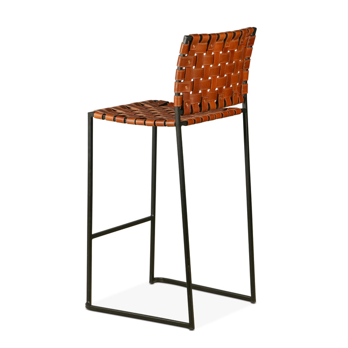 San Antonio Cognac Leather and Iron Bar Chair - World Interiors