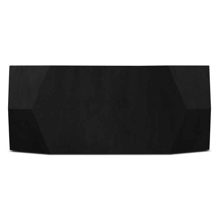 Helena Geometric Wooden Coffee Table in Distressed Black - World Interiors