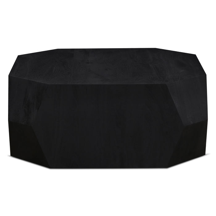 Helena Geometric Wooden Coffee Table in Distressed Black - World Interiors