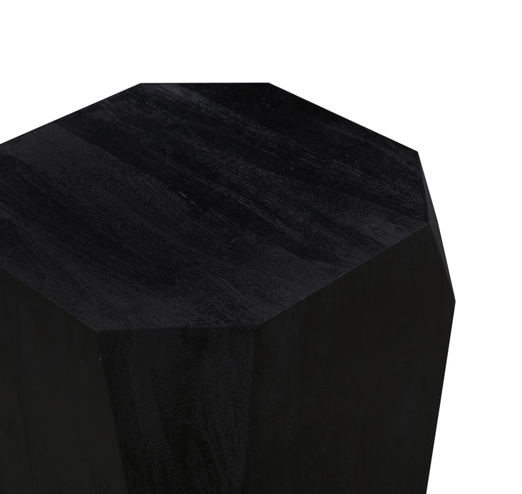 Helena Geometric Wooden Side Table in Distressed Black - World Interiors