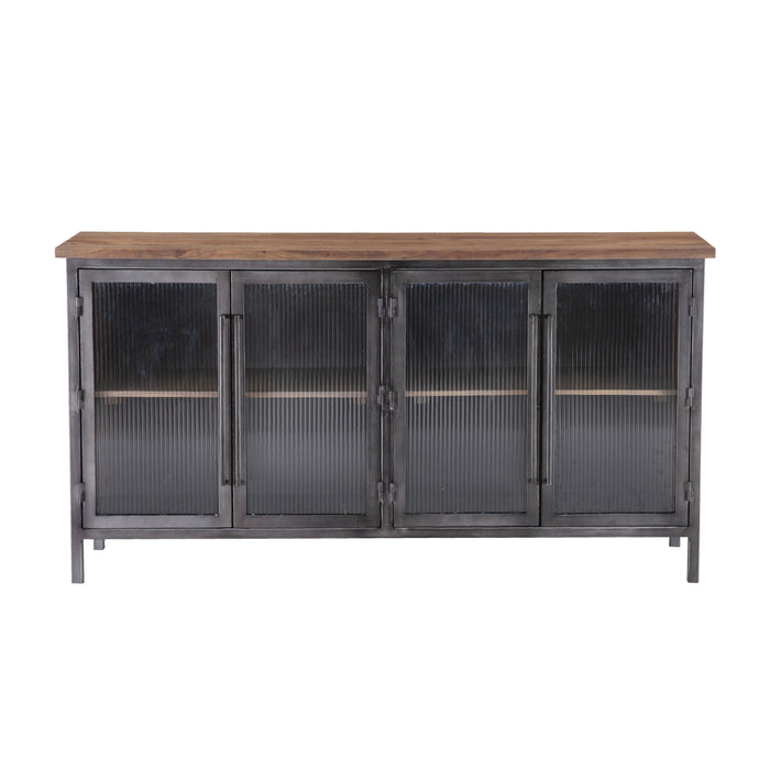 Basel 69" Glass Buffet Cabinet in Smoked Acacia
