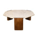 Harbor 40" Octagonal Travertine Stone Coffee Table in Walnut - World Interiors