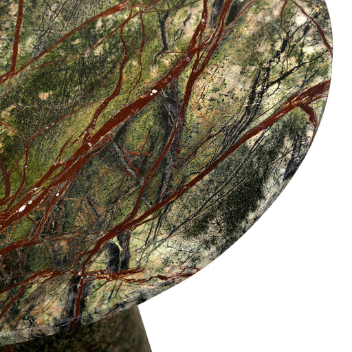 Harbor 18" Tall Side Table in Green Bidasar Marble - World Interiors