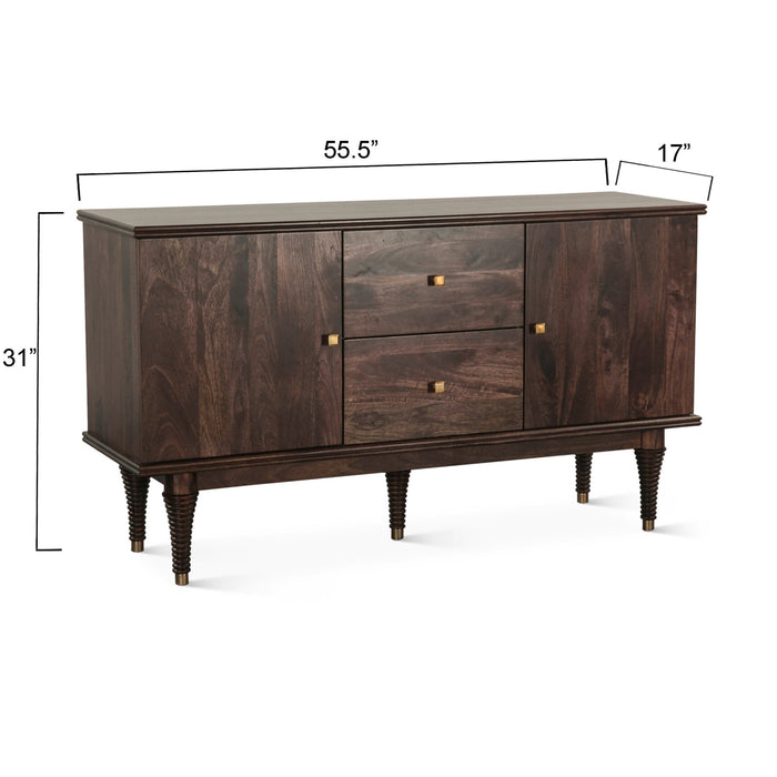 Provence 55" Mango Wood Sideboard in Dark Sienna - World Interiors