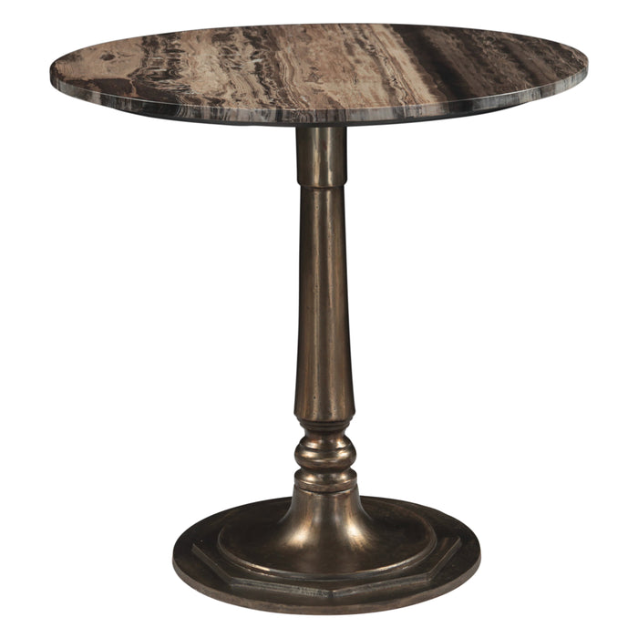 Melbourne 36" Gathering Table with Cappuccino Marble and Antique Gold Hexagon Base