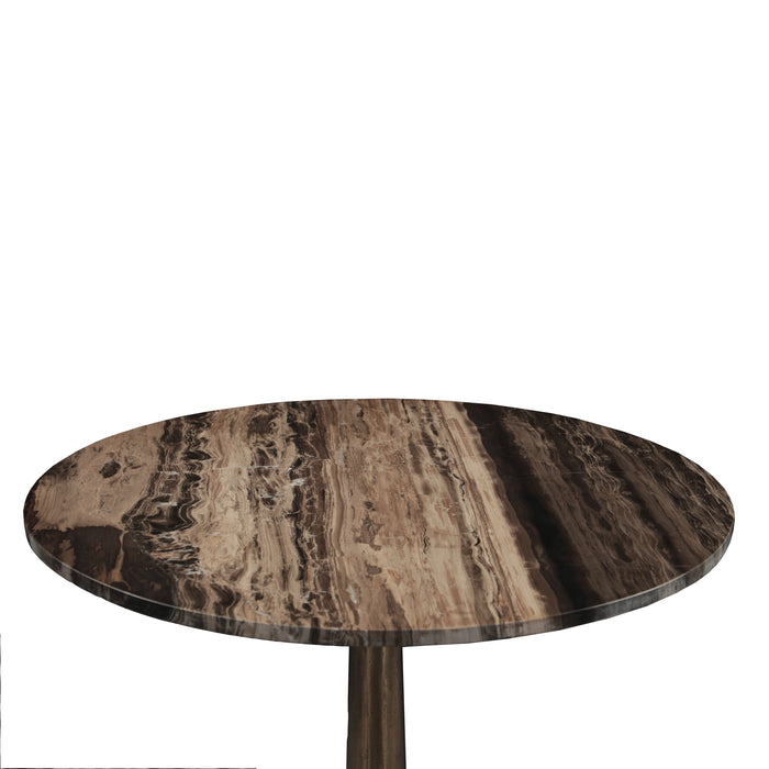 Melbourne 36" Gathering Table with Cappuccino Marble and Antique Gold Hexagon Base