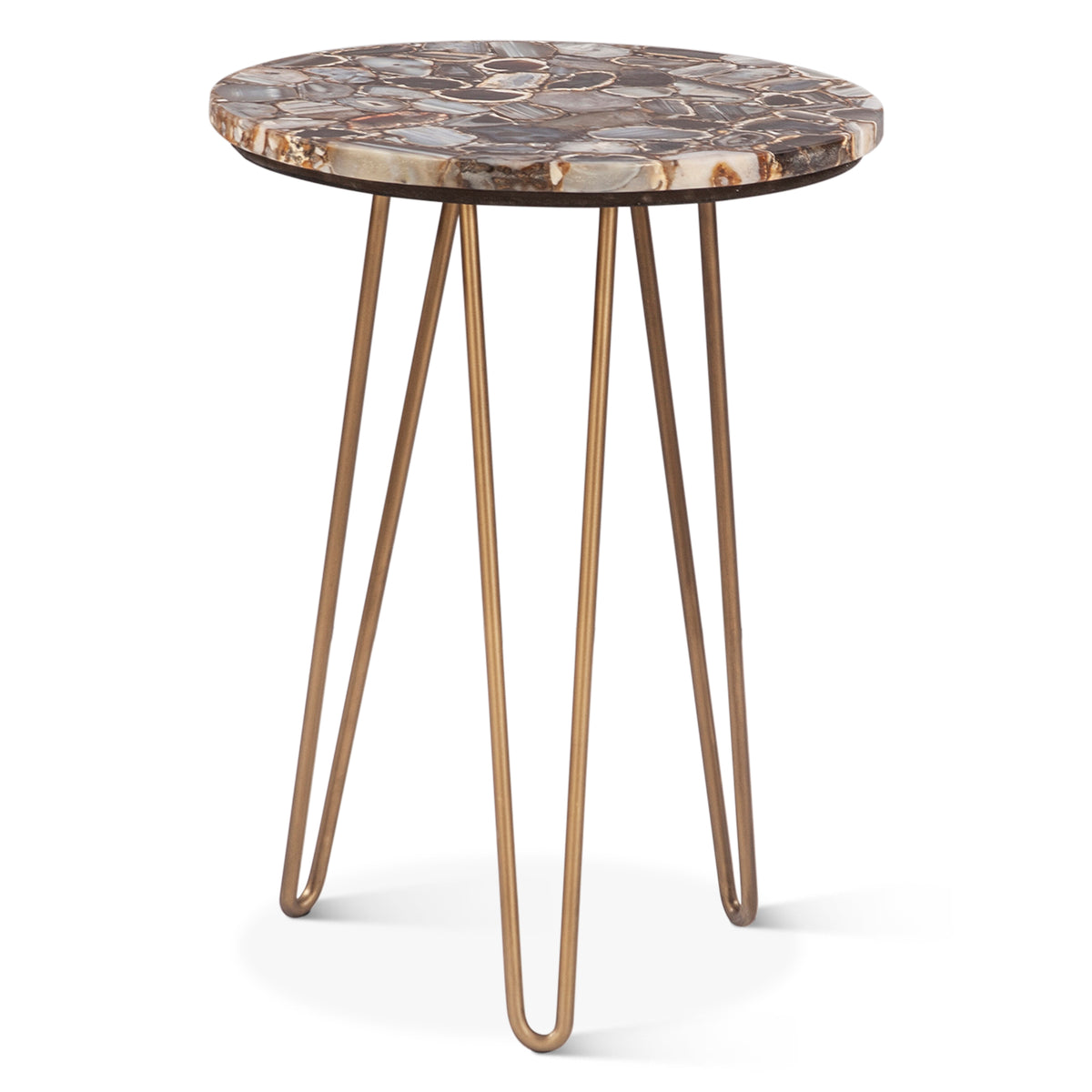 Mumbai Modern Stone and Iron Side Table - World Interiors