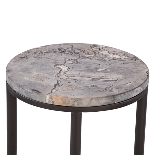 Mumbai Modern Side Table in Grey Septarian - World Interiors