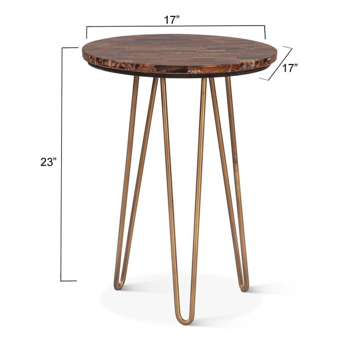 Mumbai Modern Side Table in Tiger Eye Stone - World Interiors