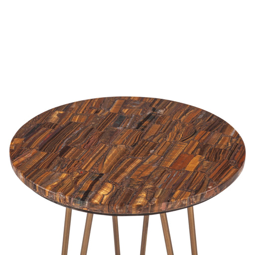 Mumbai Modern Side Table in Tiger Eye Stone - World Interiors