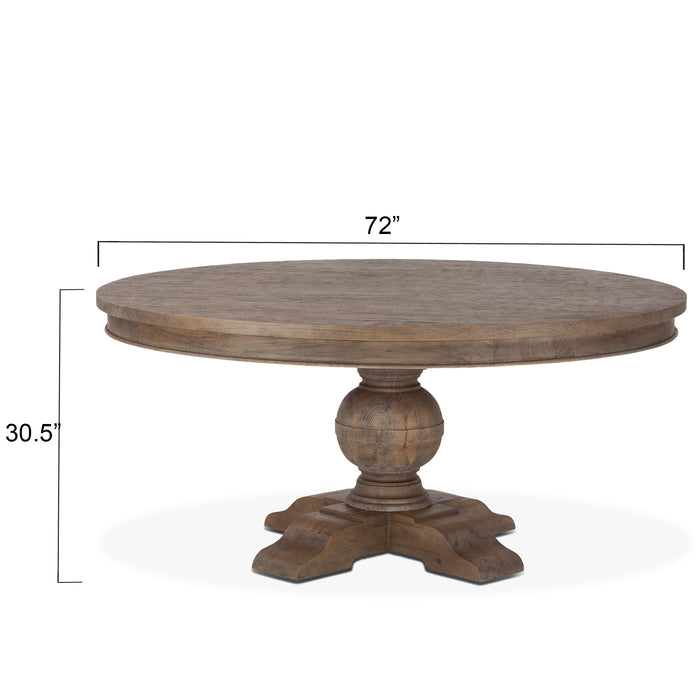 Chatham Downs 72" Round Weathered Teak Dining Table - World Interiors