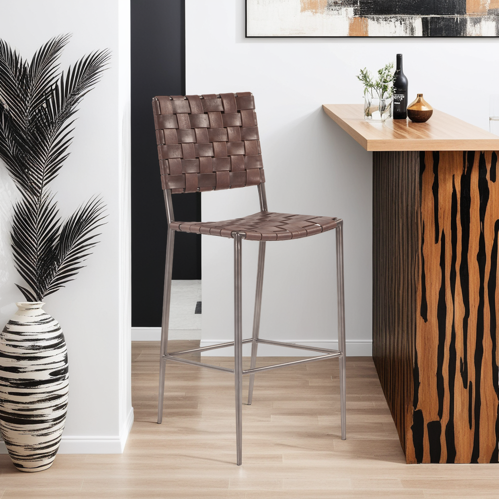 Lund Buffalo Leather Barstool - World Interiors