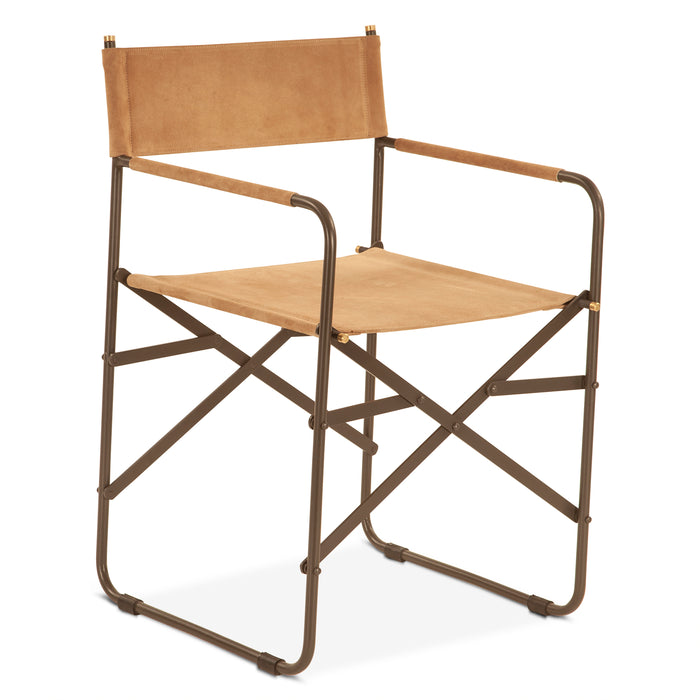 Lund Sand Suede and Iron Director Dining Chair - World Interiors