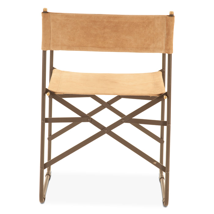 Lund Sand Suede and Iron Director Dining Chair - World Interiors