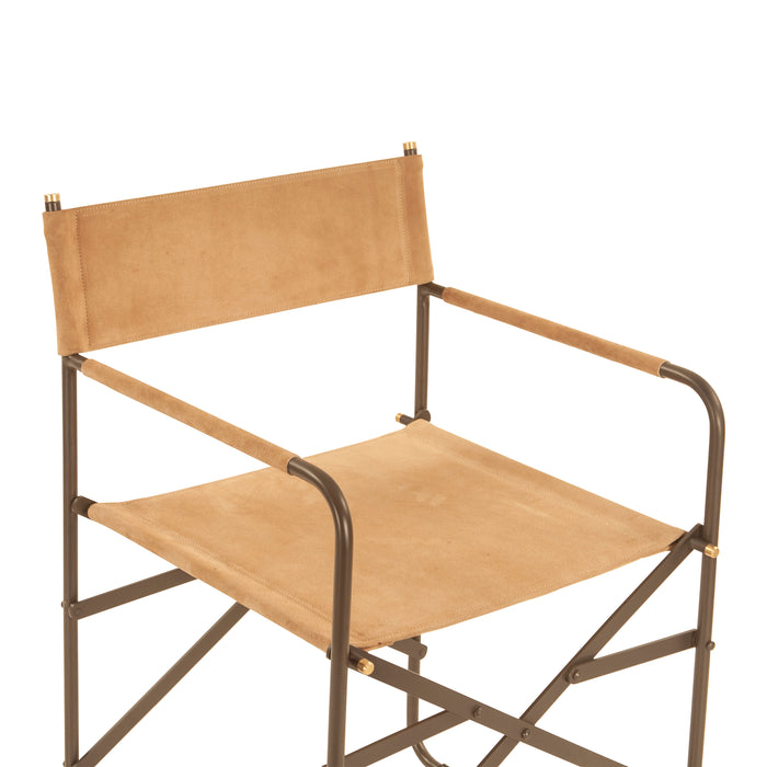 Lund Sand Suede and Iron Director Dining Chair - World Interiors