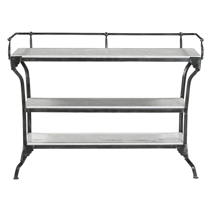 Calloway 50" White Marble Industrial Console Table - World Interiors