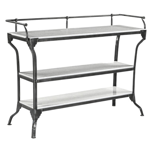 Calloway 50" White Marble Industrial Console Table - World Interiors