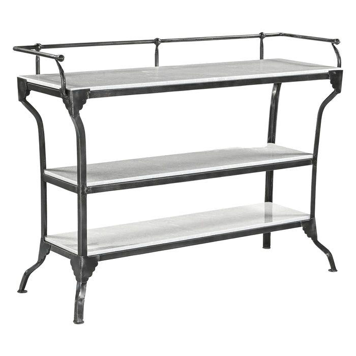 Calloway 50" White Marble Industrial Console Table - World Interiors