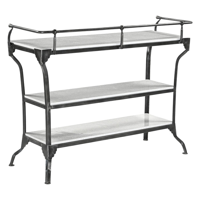 Calloway 50" White Marble Industrial Console Table - World Interiors